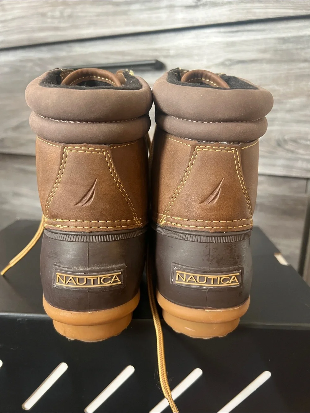 Nautica Brown and Tan Waterproof Duck Boots